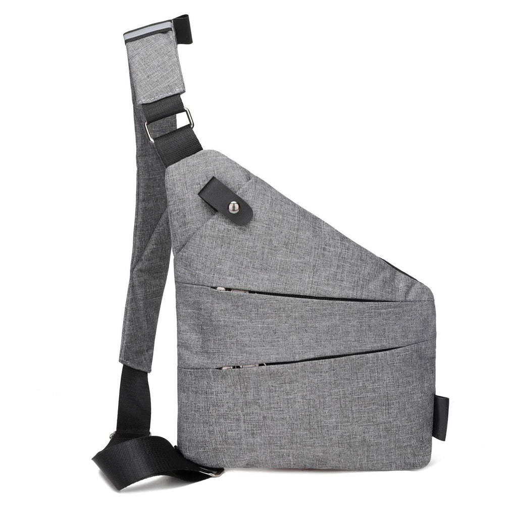 sac poitrine en nylon antivol homme gris