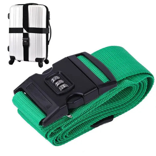 Sangle pour Valise avec Code 3 Chiffres <br>Verte (En Croix) Voyage Paisible