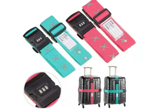 4 Sangle Valise, Sangle Valise Voyage avec 4 Etiquette Valis 4 Sangle Valise, Sangle Valise Voyage avec 4 Etiquette Valis