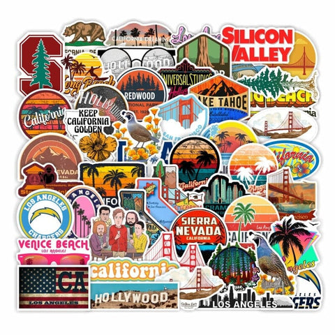 stickers usa voyage valise californie