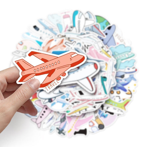 Stickers Valise Voyage Avion (Pack de 50)