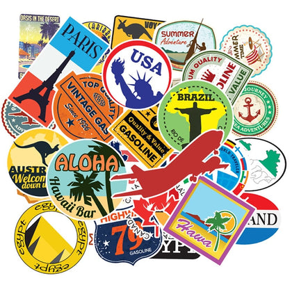 sticker valise voyages pack de 50