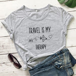 tshirt voyage avion femme travel is my therapy