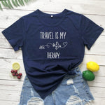 t shirt voyage icone avion femme travel is my therapy