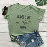 t shirt voyage avion femme travel is my therapy