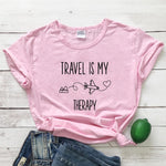 t-shirt voyage femme avion travel is my therapy