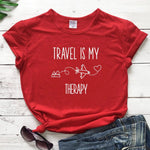 t shirt de voyage femme avion travel is my therapy