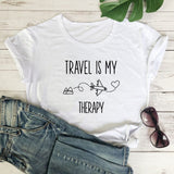 t shirt voyage pour femme avion travel is my therapy
