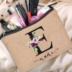 trousse a maquillage personnalisee prénom initiale fleurie