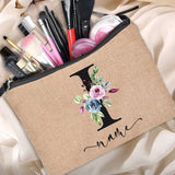 trousse a maquillage personnalisee prenom initiale fleurie