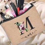 trousse a maquillage voyage personnalisee prenom initiale fleurie