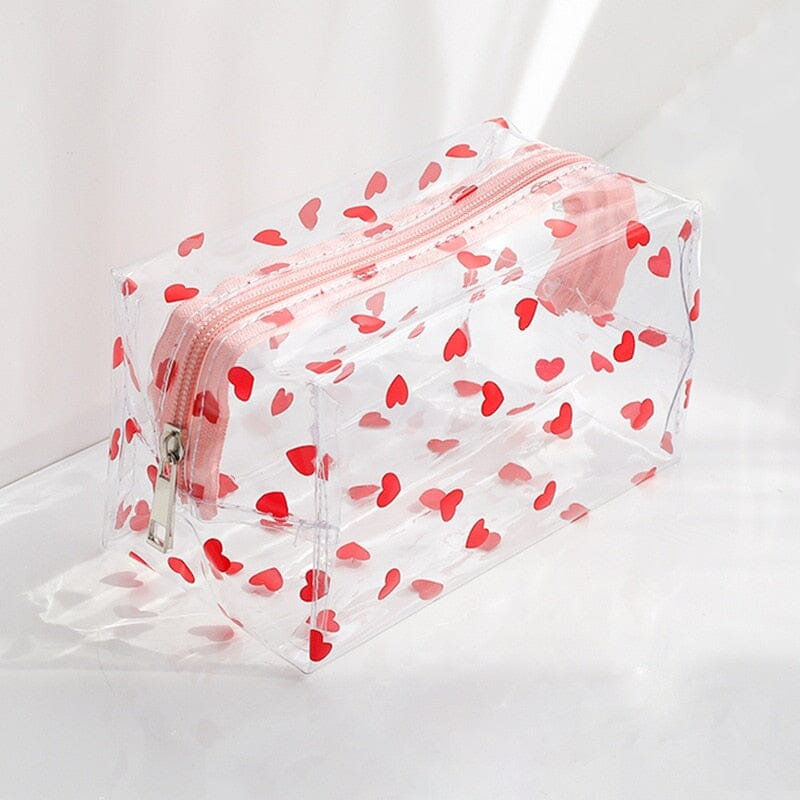 Kit 4 Sacs De Toilette Transparents PVC Imperméables - Trousse De Voyage Pour Bagages Cabine Homme Femme (Rose)