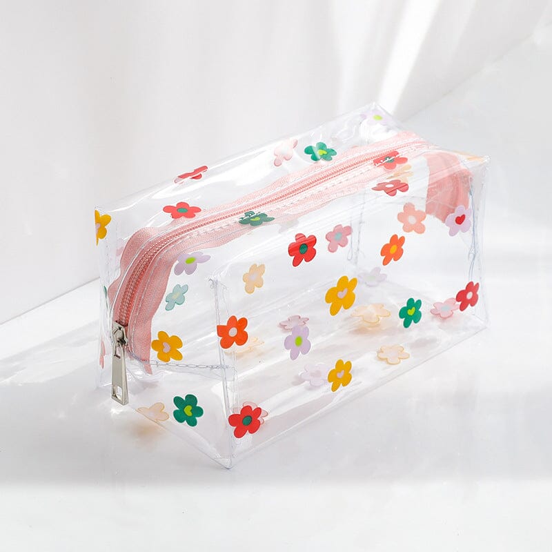 trousse toilette femme transparente fleurs