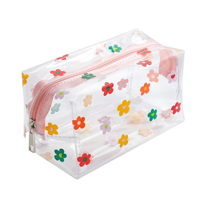 trousse de toilette femme transparente fleurs