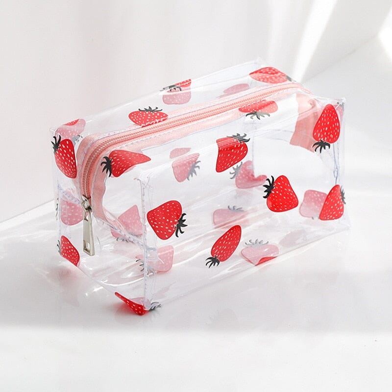 trousse toilette femme transparente fraises