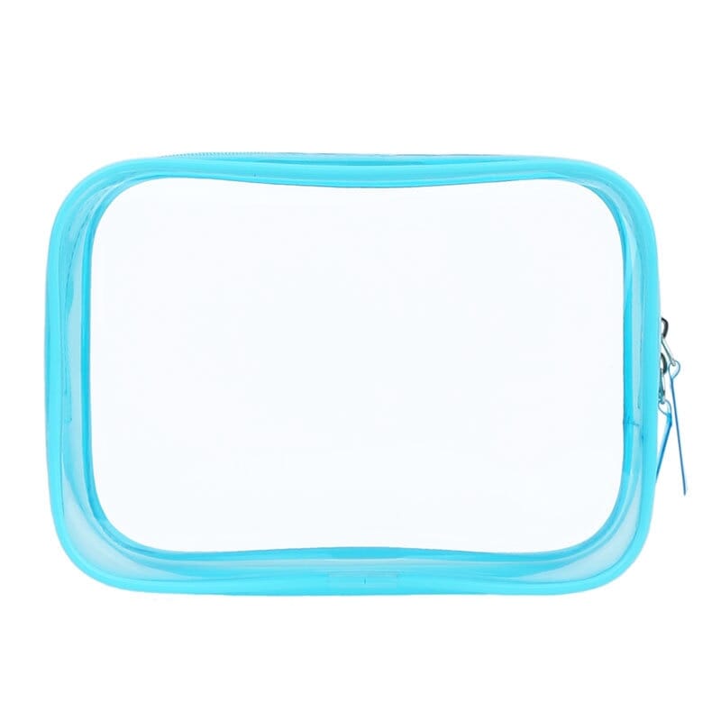 trousse toilette transparente bleue
