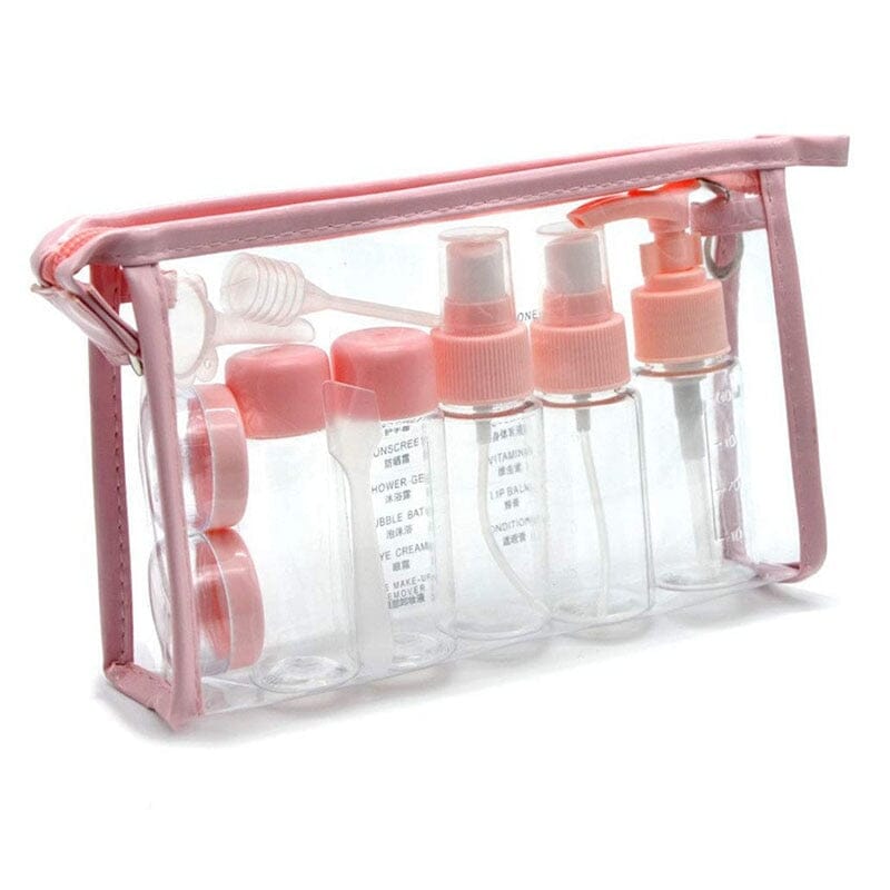 Trousse de Toilette Transparente <br>Kit Avion Complet (7 Flacons)