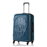 valise tete de mort mexicaine rigide relief bleue