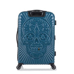 valise tete de mort mexicaine rigide relief bleu cabine