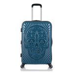 valise tete de mort mexicaine rigide relief bleu