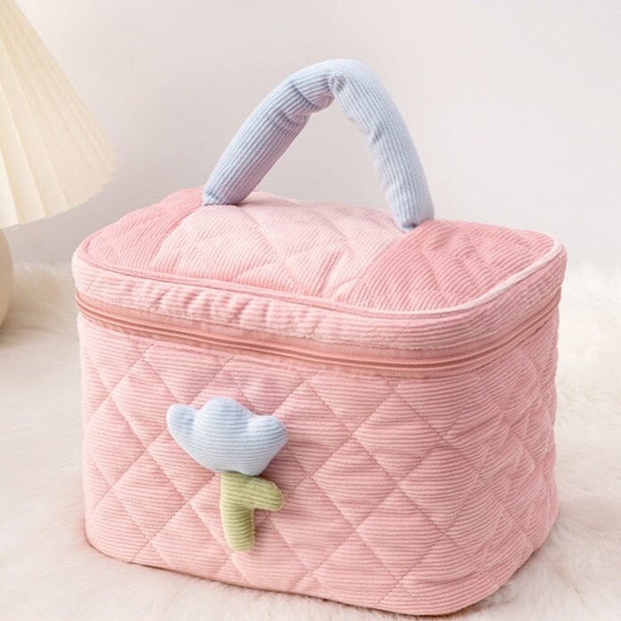 vanity femme voyage velours cotele tulipe