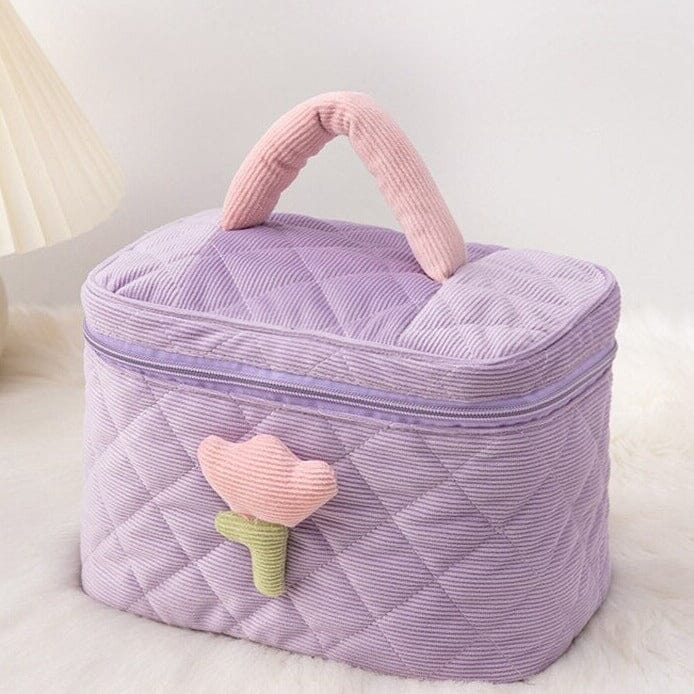 vanity de voyage velours cotelé tulipe